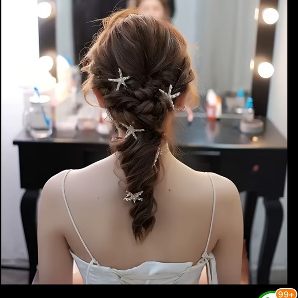 ⚪️🌟⚪️ STARFISH HAIR CLIPS (2) WITH PEARLS & RHINESTONES❗️⚪️🌟⚪️ - Picture 7 of 8